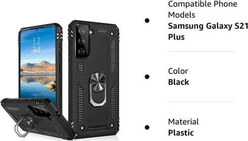 IKAZZ for Galaxy S21 Plus Case,Military Grade Shockproof Heavy Duty Protective Phone Case Pass 16ft Drop Test with Magnetic Kickstand for Samsung ...
