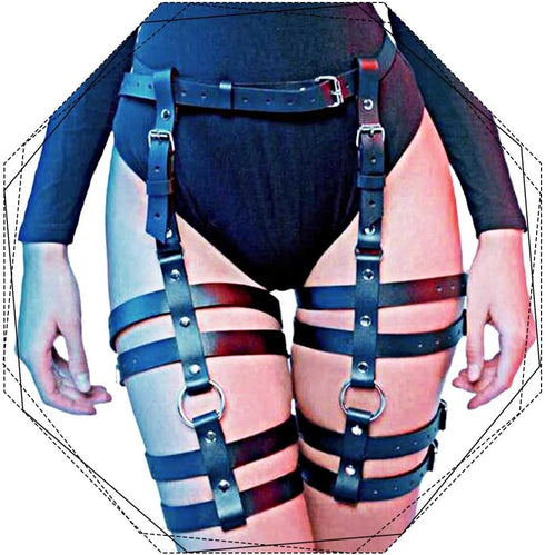 Leather Leg Body Harness Fashion Rave Goth Waist Chain Garter Belts for Women...