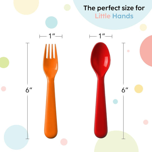 Plastic Toddler Utensils Set of 12 Kids Utensils Forks and Spoons - BPA FREE/Dishwasher Safe Toddlers Silverware Set Brightly Colored Children's S...