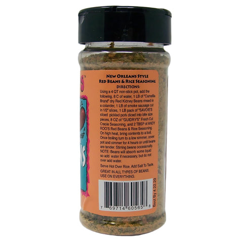 Andy Roo's Salt-Free Red Bean Creole Seasoning, 4 Ounce Shaker (No MSG Blend)...