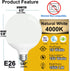 ILC G120 LED Large Globe Light Bulbs 15W, Work with Alexa, ? 4.72 inch, Color Changing, 150W Equivatlent, Color Temprature 4000k, CRI>95+, E26 Bas...