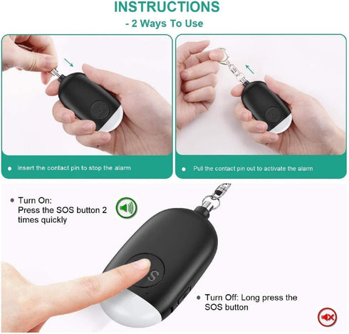 Safesound Personal Alarm Siren Song 1-Pack - 130dB Self Defense Alarm Keychain with Emergency LED Flashlight - Security Personal Protection Device...