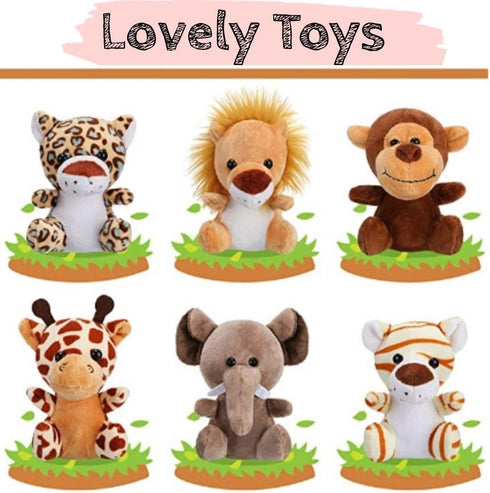 6 Pieces Jungle Stuffed Animal Forest Plush Lion Elephant Tiger Giraffe Plush Toy for Party Animal Themed (6zhidongwu)...
