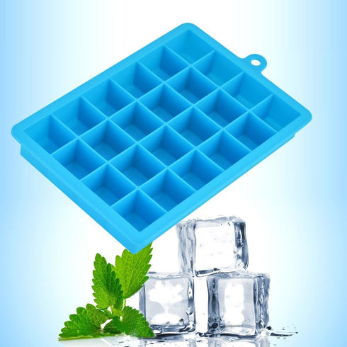 Ice Cube Tray, Silicone Square Ice Trays Easy Release Stackable Ice Cube Mold with Removable Lid, 24 Cavity (2 Pack, Sky Blue)...