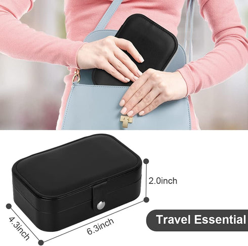 Travel Jewelry Organiser Cases, Jewelry Storage Box for Necklace, Earrings, Rings, Bracelet (Box-LBlack)...