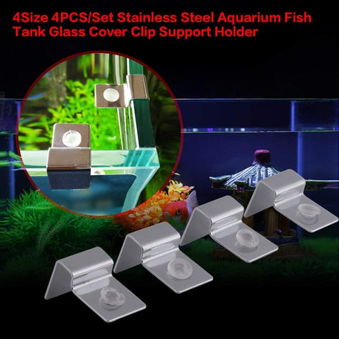 Pack of 4 Stainless Steel Aquarium Fish Tank Glass Cover Clip Support Holder for Protecting(12mm)...