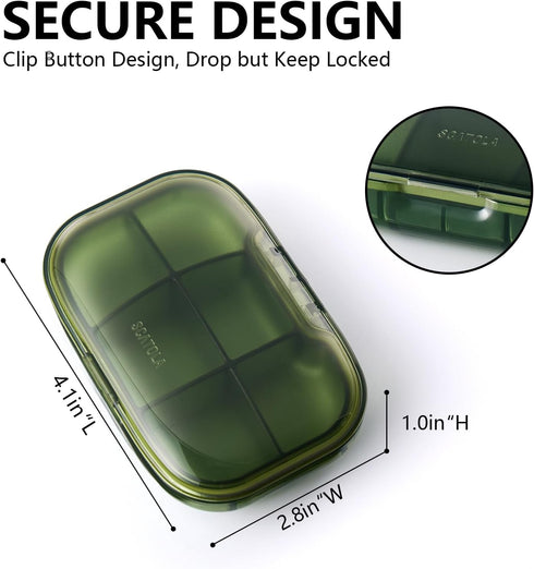 Sukuos 6 Compartments Travel Pill Organizer, Portable Daily Pill Box for Purse Pocket, Easy to Open Small Pill Case for Medicine, Fish Oil, Vitami...