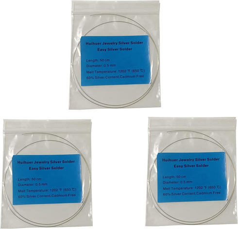 3Packs (50cmx3) 60% Silver Content Silver Solder Soldering Wire Easy Temperature Professional for Jewelry Welding Making Tool...