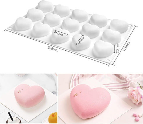 3D Silicone Baking Mold for Candles, Love Heart Shape Silicone Mold for Soap, Mousse Cake Mold, French Dessert Mold Nonstick & Easy Release, Pinec...