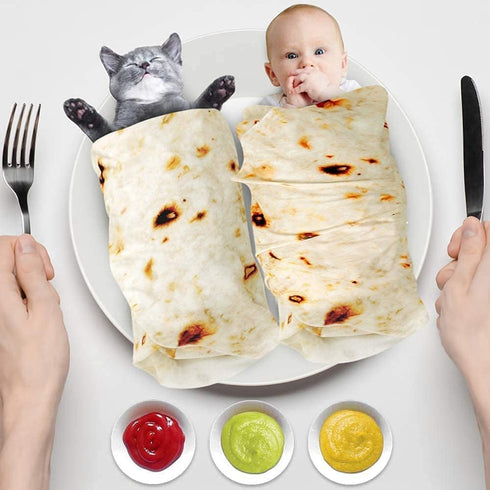 Tortilla Blanket, Baby Burritos Swaddle Blanket, Taco Blanket for Newborn Toddler, 285 GSM Soft Flannel Wearable Wrap Funny Gifts for Baby Shower ...