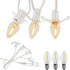 LED Accessory Cord with 3 LED Night Light Bulbs - White Cord with On/Off Switch Plugs - C7 led Bulb Warm White with Spare Fuse for Holiday Decorat...