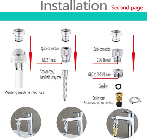 Sink Faucet Quick Connector,Faucet Adapter for Sink Connection Shower Hose/Garden Hose/Portable Washing Machine,Pet Bathing?Chrome....