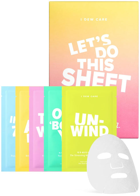 I DEW CARE Sheet Mask Pack - Let's Do This Sheet | 5-Day Skin Makeover with Vitamin B3, Olive Extract, Chamomile, (5 ea)...