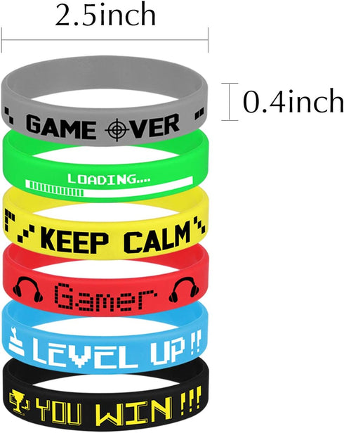 TUPARKA 36 Pcs Video Game Silicone Wristbands Game Party Supplies for Birthday Party Baby Shower Party Favors, 6 Styles...