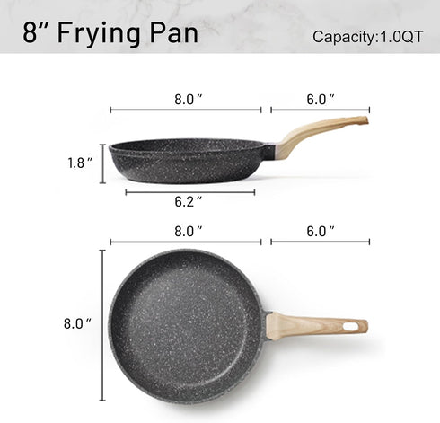 CAROTE Nonstick Frying Pan Skillet,Non Stick Granite Fry Pan Egg Pan Omelet Pans, Stone Cookware Chef's Pan, PFOA Free,Induction Compatible(Classi...