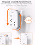 BESHON Flat Plug Power Strip, 3 Outlets with 3 USB Ports(2 USB C), Ultra Flat 3.2ft Wrapped Around Extension Cord for Cruise Ship, Travel, Dorm Ro...