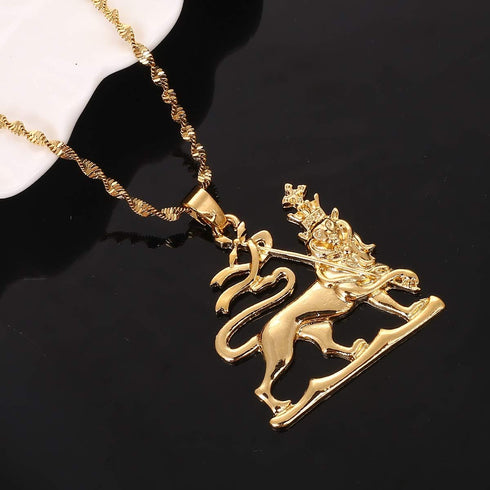 African Ethiopian Lion Pendant Necklace Lion of Judah Jewelry Charms Ethnic Gifts...