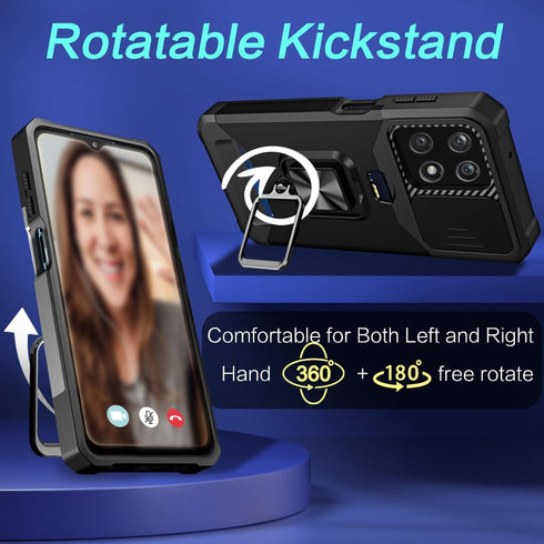 for Galaxy A22 5G/Boost Celero 5G Wallet Detachable Credit Card Holder Screen Protector with Kickstand, 360 Full Body Shockproof Protective Phone ...