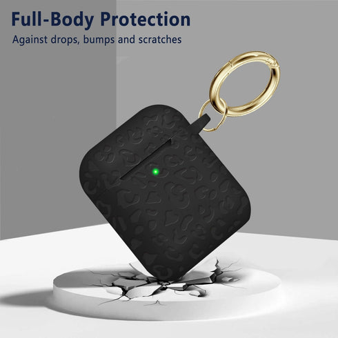 for Airpod Case & Airpods 2nd Generation Case Leopard Engraved Skin Cover Compatible with AirPods 2nd/1st Charging Case,Cute Soft Silicone Full Pr...