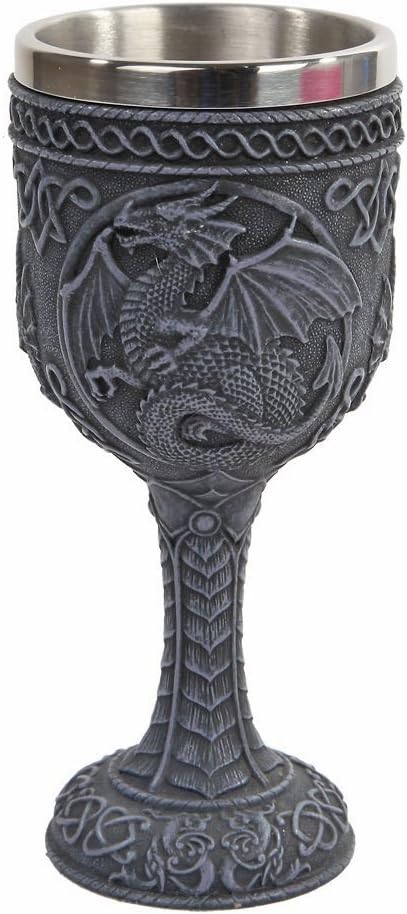 PTC Medieval Dragon Wine Goblet Chalice Resin Body Stainless Steel Faux Stone...