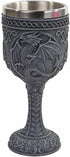 PTC Medieval Dragon Wine Goblet Chalice Resin Body Stainless Steel Faux Stone...