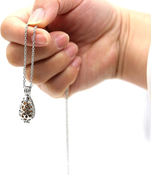 HEDQFM 2 PCS Essential Oil Diffuser Necklace with a Gift Box,Hollow Ball and Teardrop Aromatherapy Pendant Locket Necklace with Adjustable Chain a...