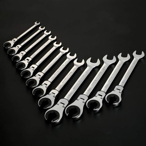 Ratcheting Wrench Open Flex-Head Open End Double Opening Ratchet Combination Wrench Hand Tool Flare Nut Wrench Silver 10mm...