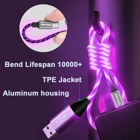 iPhone Charger Cable, (Apple MFi Certified) 6ft LED Light Up Lightning Cable USB Fast Charger Cord High Speed Data Sync Transfer Cord for iPhone 1...