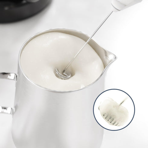 Powerful Milk Frother Handheld Foam Maker, Mini Whisk Drink Mixer for Coffee, Cappuccino, Latte, Matcha, Hot Chocolate, No Stand, Marble...