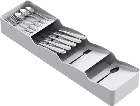 Lifewit Compact Flatware Drawer Organizer, Narrow Silverware Tray for Kitchen Drawers, Plastic Cutlery Holder for Spoons, Forks and Knives, Utensi...