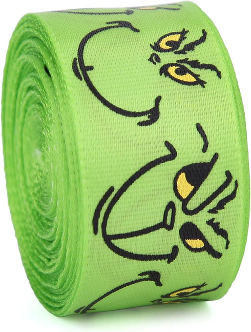 Red Green Ribbon 10 Rolls Total 50 Yards Christmas Craft Satin Ribbon Funny Cartoon Character Gift Wrapping Ribbon Decorative Ribbon for Xmas Tree...