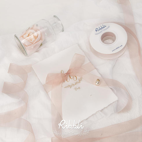 Ribbli Sweet Nectar Pink Organza Ribbon,1/2 Inches x Continuous 50 Yard,Rose Gold Sheer Ribbon for Gift Wrapping,Cookie Wrapping,Wedding Decoratio...