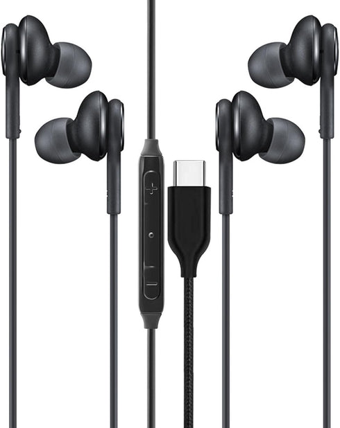 2 Packs USB C Headphones for Samsung Galaxy S23 Ultra S22 S21 FE S20 Z Flip 3 Fold 4 A53 A54 USB C Earphones with Mic in-Ear Headphones Designed b...