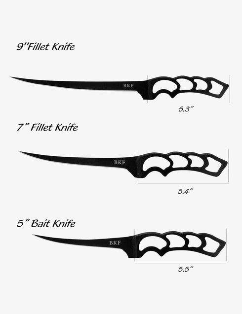 BKF Pro 7" Fillet Knife Fishing Knife Stainless-Steel Blade for Filleting and Boning with Sheepskin Protective Sheath, Fishing Gear and Equipment,...