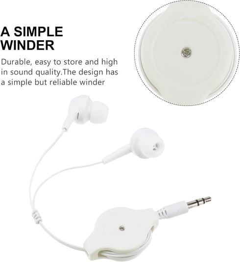 ULTECHNOVO Wired Earbuds, MP3 Double Pull Telescopic Headphones 3.5mm Earphones in-Ear Headphones Earplugs for MP3 (White)...