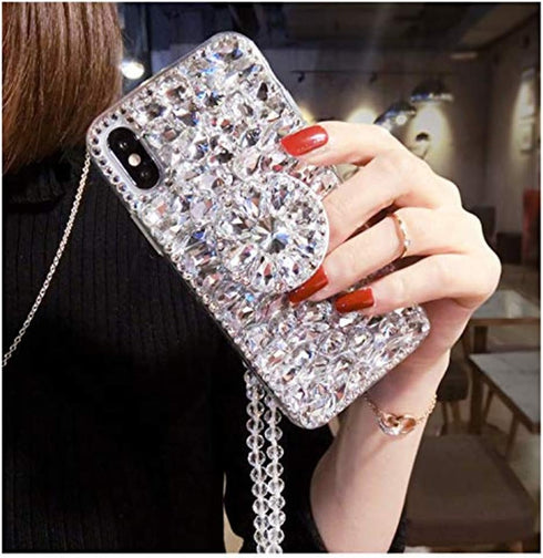 Aikukiki Case for Galaxy A25 5G,Galaxy A25 5G Case,Diamond Kickstand 3D Handmade Bling Diamond Glitter Girls Women with Strap Rope Protect Phone C...