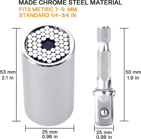 Jishi Universal Socket Tools Set w/Power Drill Adapter(7-19 MM), Fathers Day Dad Gifts from Daughter Son Wife, Birthday Gifts for Men Grandpa Husb...