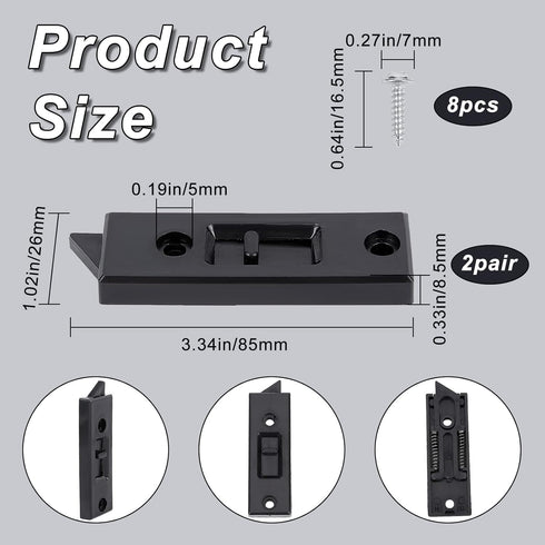 GORGECRAFT 2 Pairs Tilt Latch Replacement Window Parts and Hardware Locks Plastic Construction Snap-in 2 Hole Center Spacing Sliding Lock Replacem...