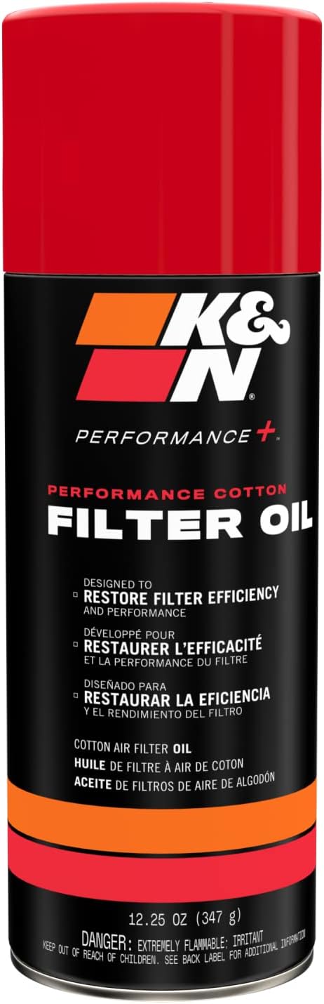 K&N Air Filter Oil: Aerosol; Restore Engine Air Filter Performance and Efficiency, 99-0516, 347g(12.25 Oz), Black...