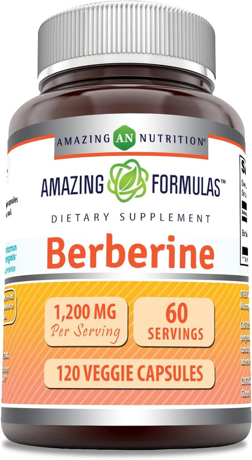Amazing Formulas Berberine Supplement | 1200 Mg Per Serving | 120 Veggie Capsules Per Serving | Non-GMO | Gluten-Free | Made in USA...