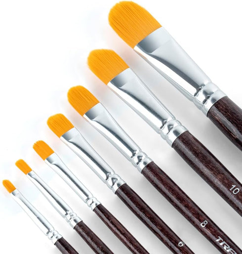 Transon 7pcs Artist Filbert Paintbrush Set for Acrylic Watercolor Gouache Oil and Body Painting...