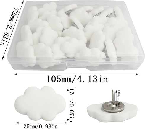 Cloud Pushpin yyangz 30PCS White Decorative Cloud Push Pins for Wall Hanging Posters Pictures Photos Memo DIY Craft Gift Bags Projects Home Decor ...