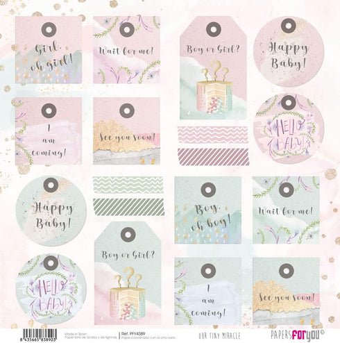 Papers For You - Scrapbooking and Craft Paper Kit | "Our Tiny Miracle" Collection | Includes 10 Double Sided Papers with Different Designs | Size ...
