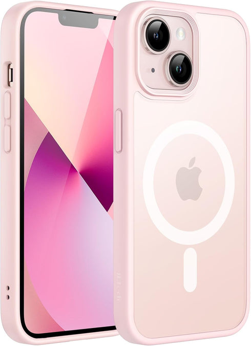 JETech Magnetic Case for iPhone 13 6.1-Inch Compatible with MagSafe, Translucent Matte Back Slim Shockproof Phone Cover (Pink)...