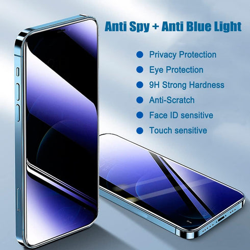 [2 Pack Anti-Blue Light Privacy Screen Protector Compatible with iPhone 12 / iPhone 12 Pro 6.1", 9H Hardness Scratch Resistant Shatter-Proof Tempe...