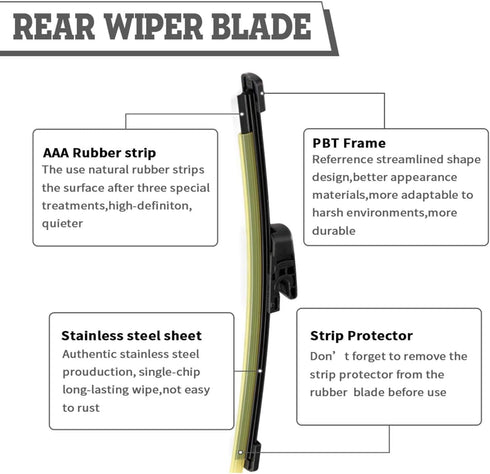 (Pack of 2) Rear Wiper Blade Set Replacement for Hyundai Veloster 2012-2017,Turbo Back Windshield Window,Rear wiper Accessories Factory OE Style 9...