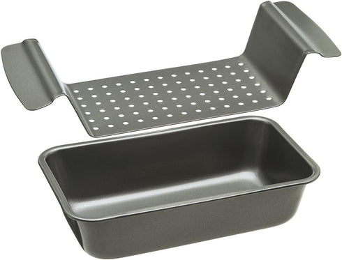 Ecolution Bakeins Healthy Meat Loaf Pan Set – Loaf Pan and Perforated Tray – PFOA, BPA, and PTFE Free Non-Stick Coating – Heavy Duty Carbon Steel ...