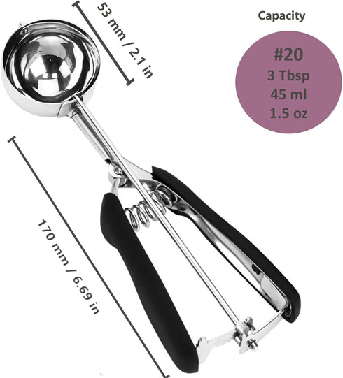 Cookie Scoop, 18/8 Stainless Steel Cookie Scooper, Cookie Scoops for Baking, 3Tbsp/45ml/1.5oz Cookie Dough Scoop, Ice Cream Scooper with Trigger R...