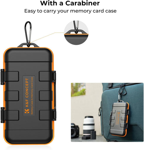 K&F Concept Camera Battery SD Card Holder for 4 SD Cards, 2 Camera Batteries, 6 TF Cards, 2 CF Cards or 2 XQDs, Water-Resistant and Anti-Shock Cas...