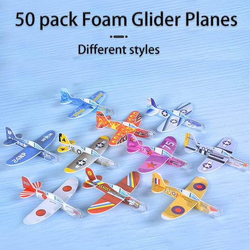 50 Pcs Foam Gliders Planes Toys for Kids, Paper Airplane, Party Favors Goodie Bag Stuffers, Outdoor Flying Toys, Bulk for Classroom Prizes Boys an...